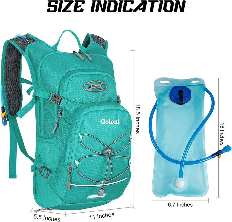 Goloni Hydration Backpack,Lightweight Hiking Backpack with 2L Water Bladder,Water Backpack for Biking, Running, Festival - Image 2